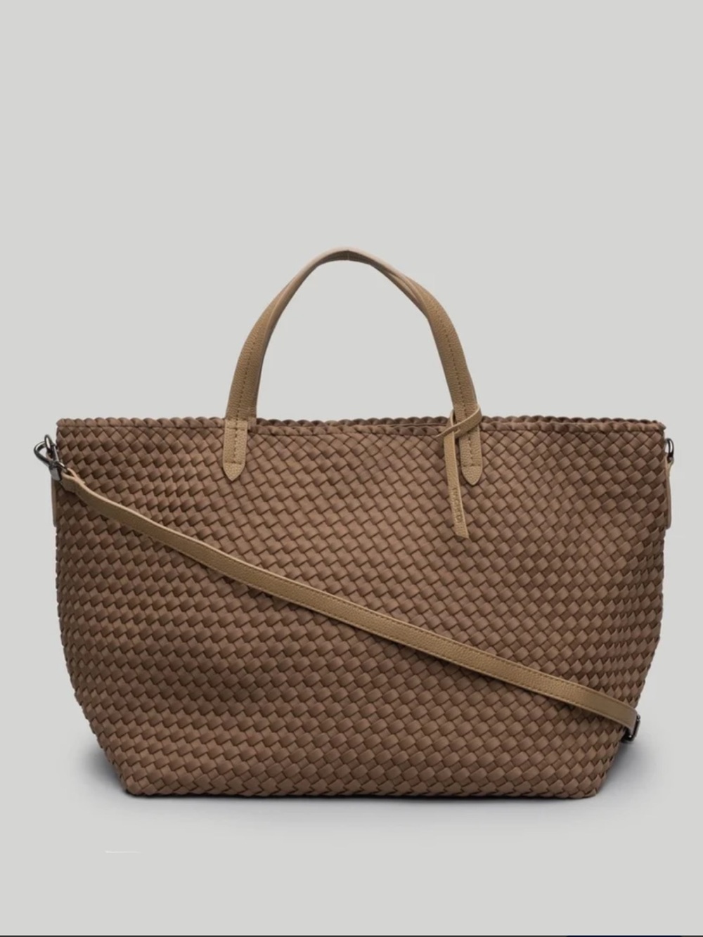 Naghedi Woven Geneva Weekender Tote in Mink Brown